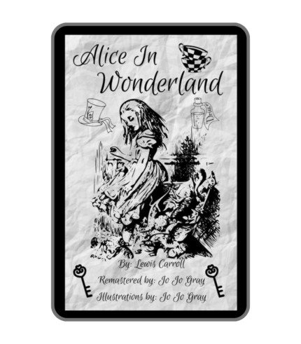 alice in wonderland book remastered illustrated black and white cover