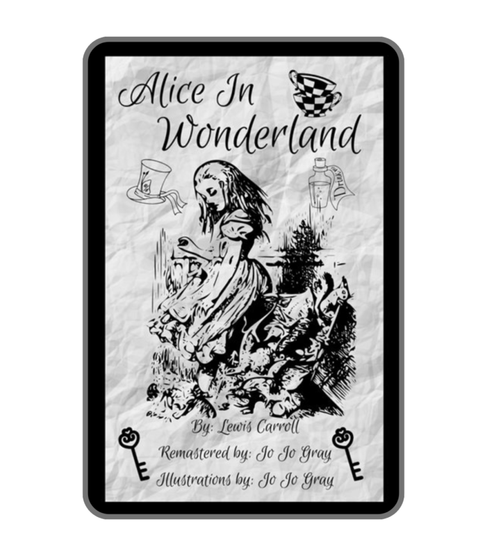 alice in wonderland book remastered illustrated black and white cover